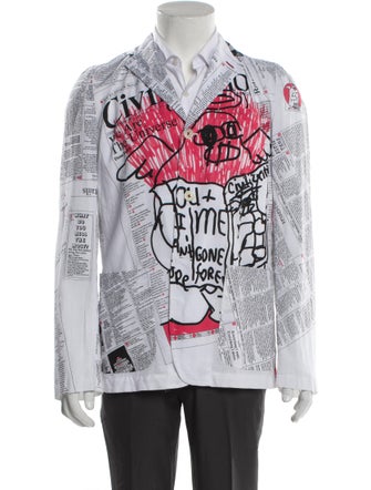 Junya Watanabe Comme des Garçons MAN Linen Graphic Print Denim Jacket