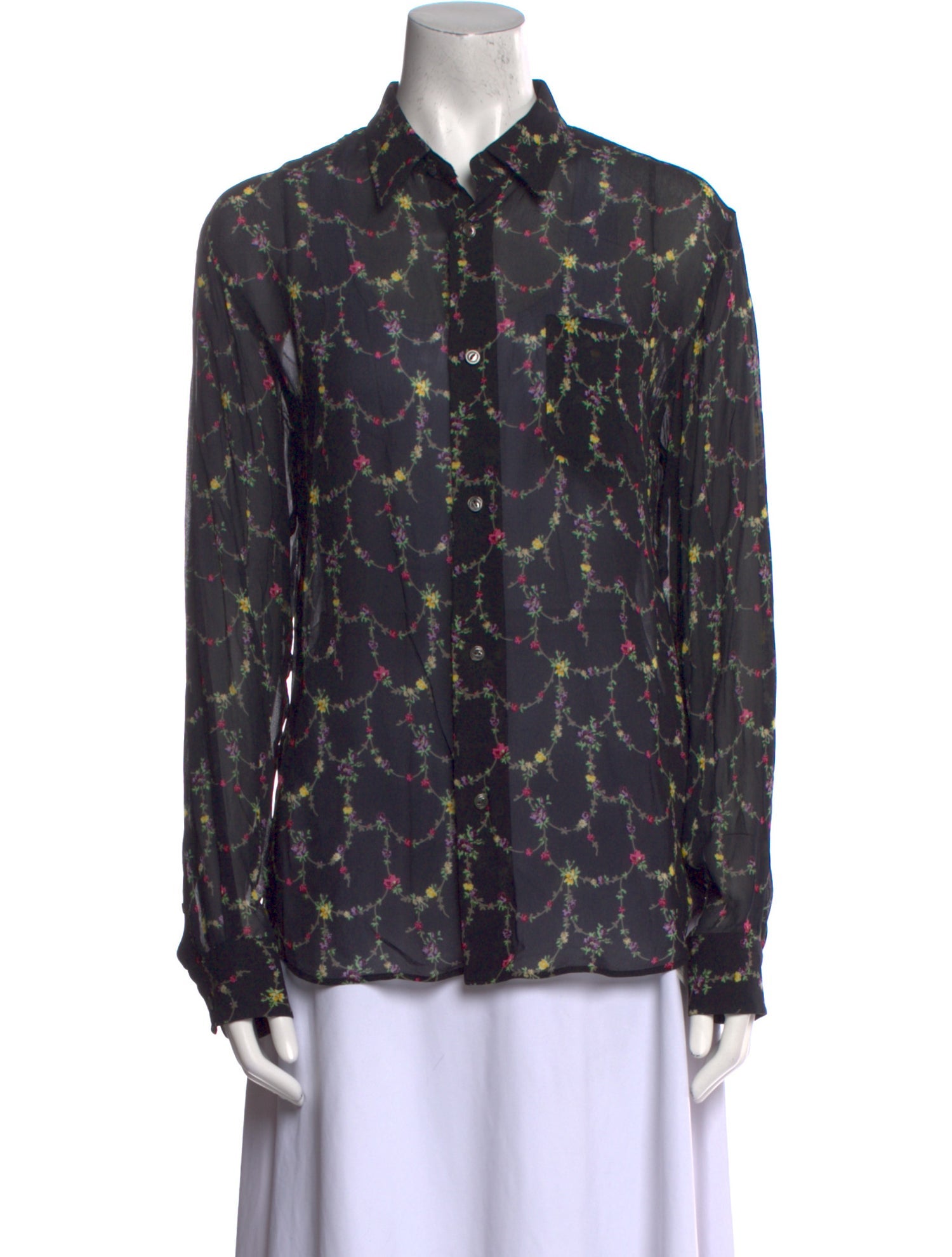 Junya Watanabe Floral Print Long Sleeve Button-Up Top
