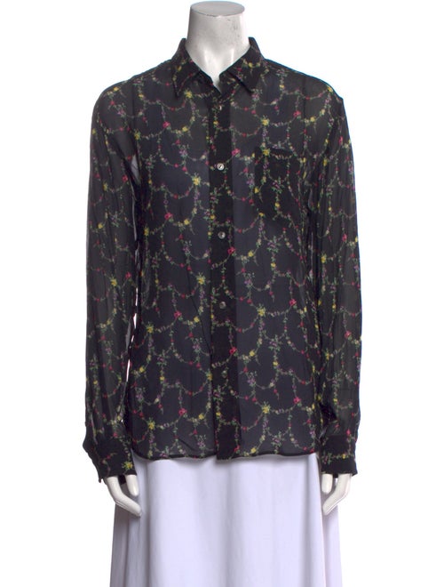 Junya Watanabe Floral Print Long Sleeve Button-Up Top