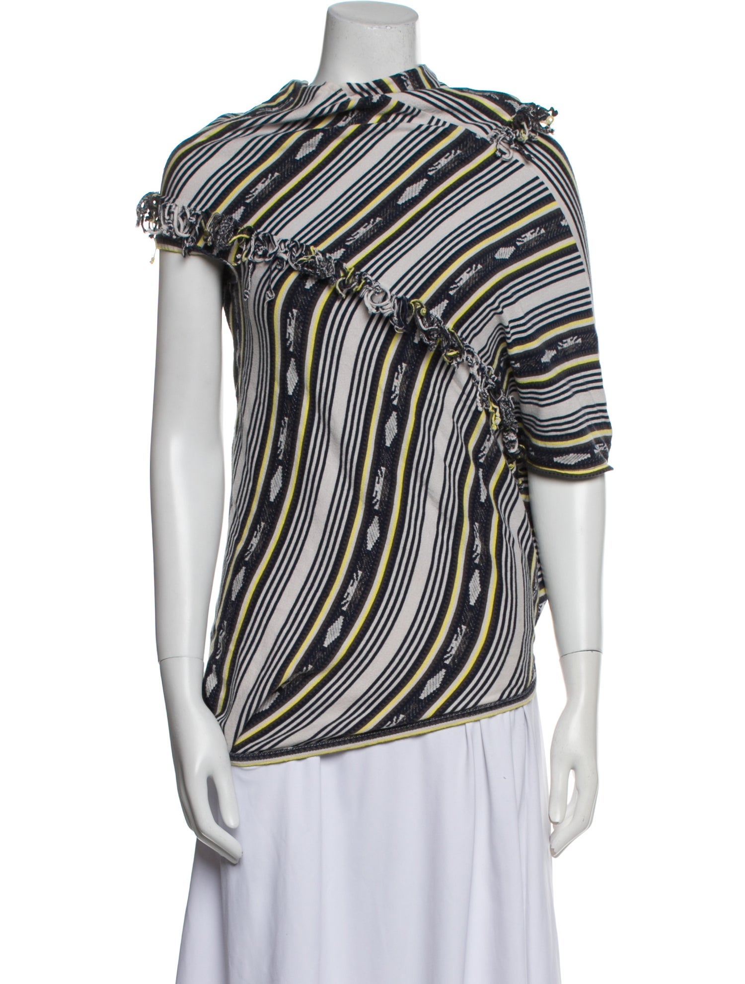 Junya Watanabe Striped One-Shoulder Top