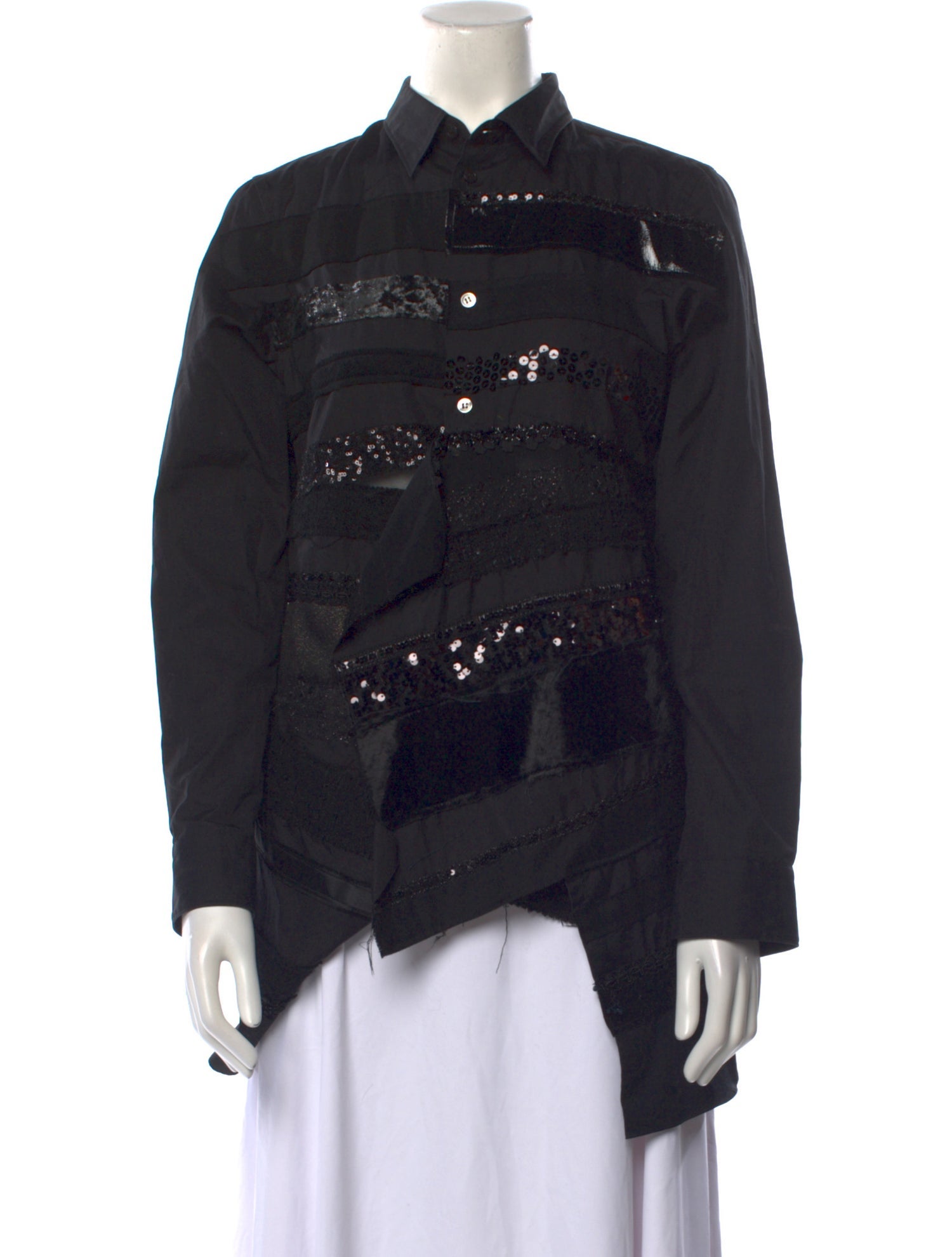 Junya Watanabe Wool Long Sleeve Button-Up Top