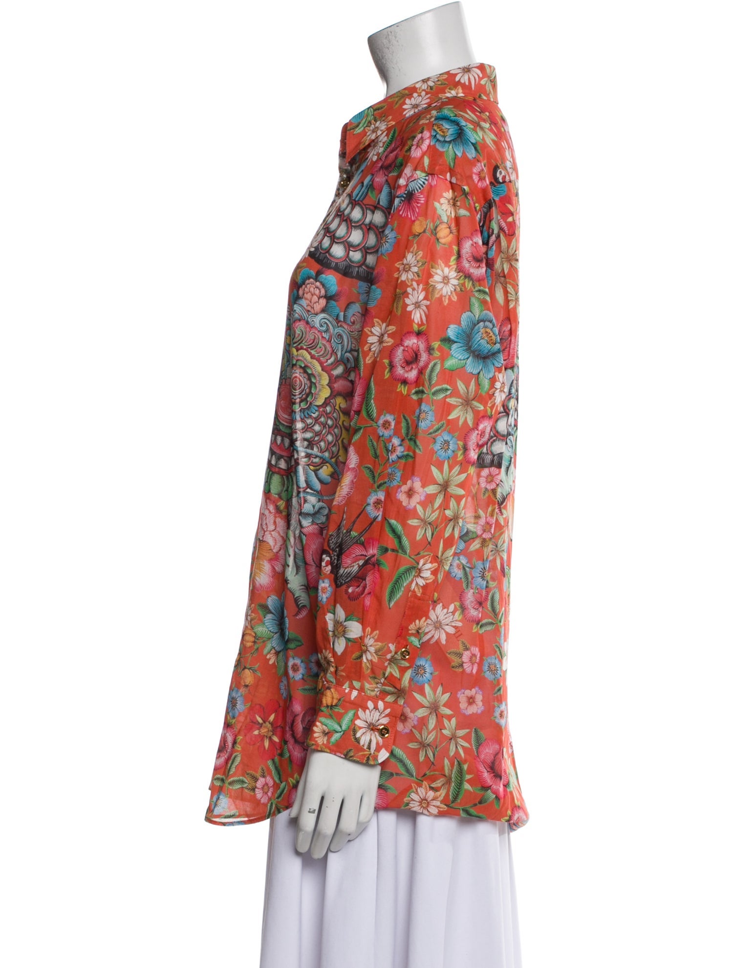 Junya Watanabe Floral Print Long Sleeve Button-Up Top