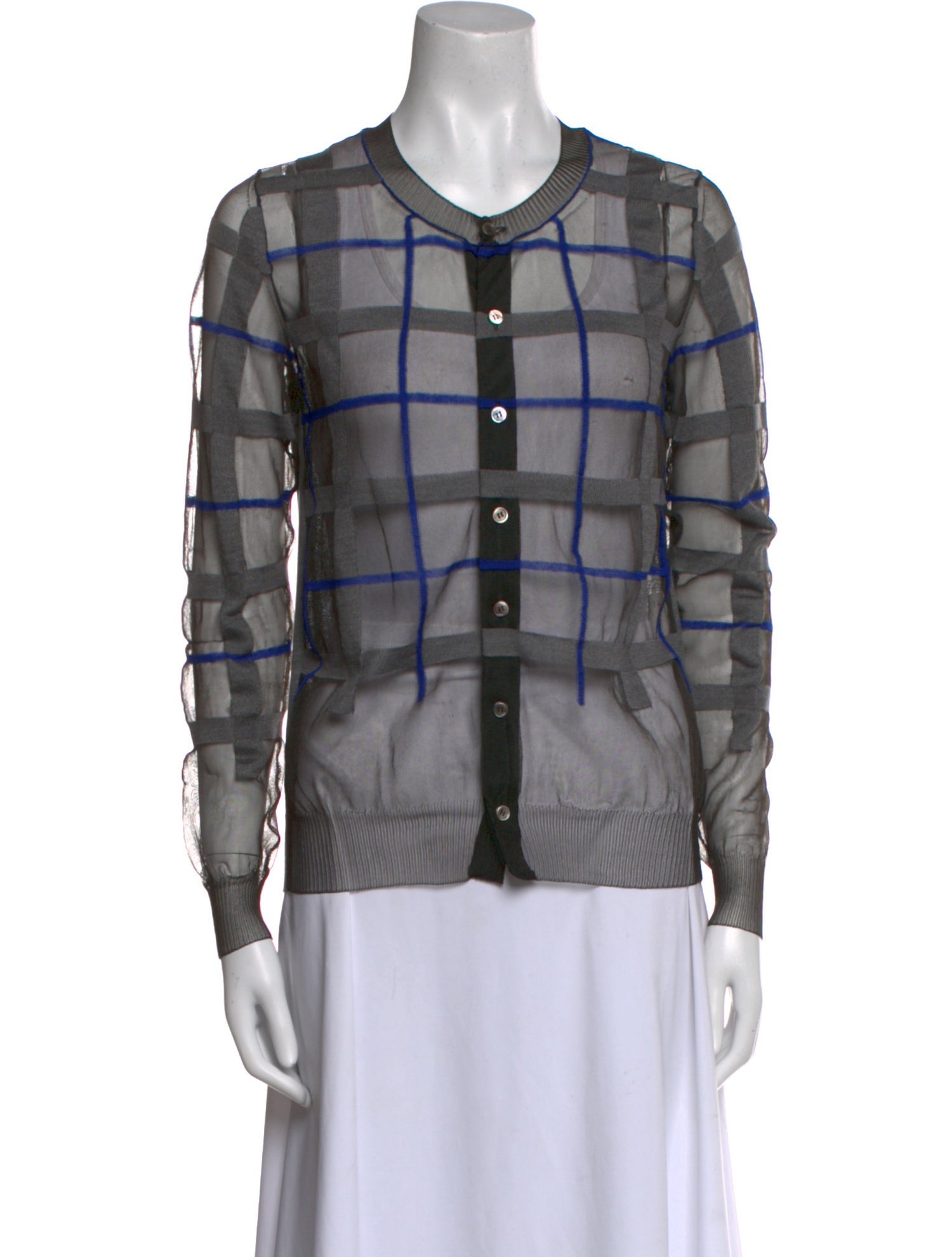 Junya Watanabe Plaid Print Scoop Neck Sweater