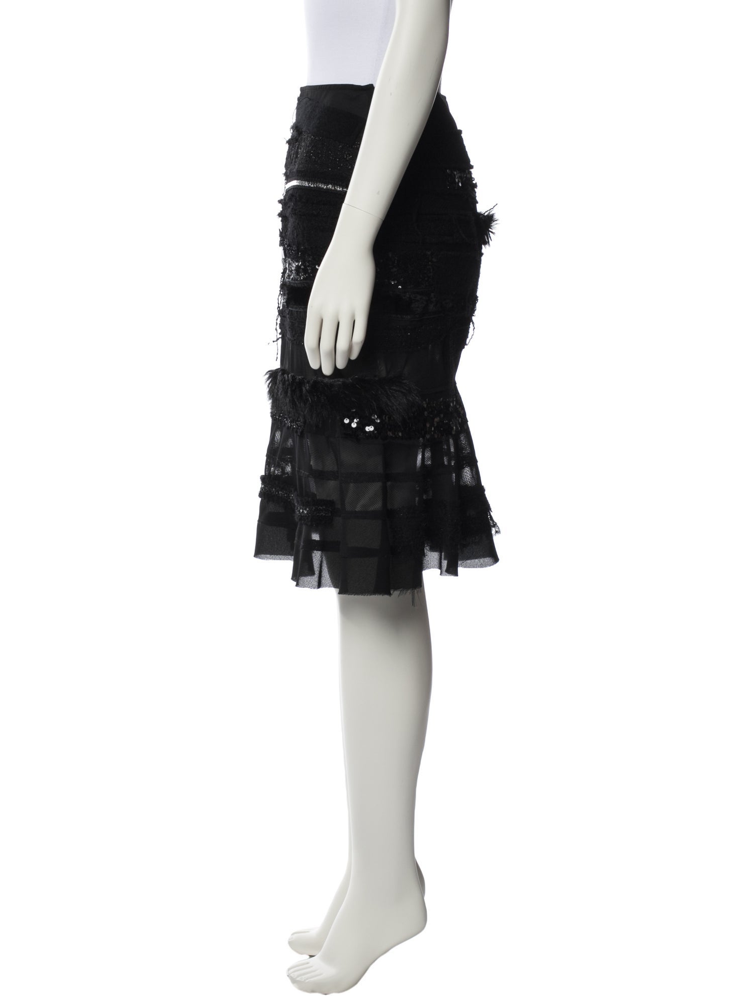 Junya Watanabe Faux Fur Trim Knee-Length Skirt