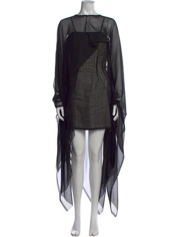Pre-owned Junya Watanabe Printed Mini Dress W/ Tags In Black