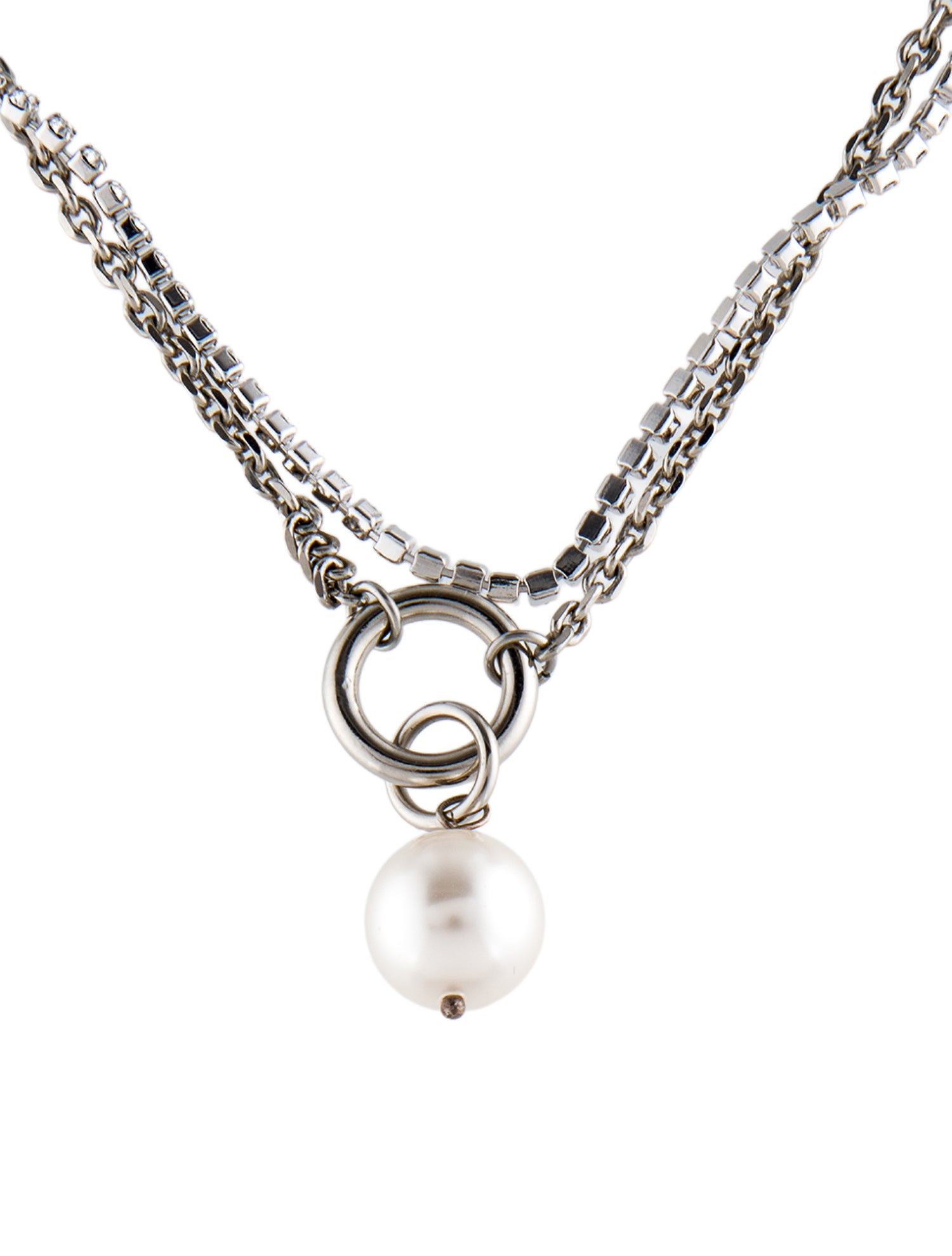 Justine Clenquet Faux Pearl & Crystal Laura Pendant Necklace