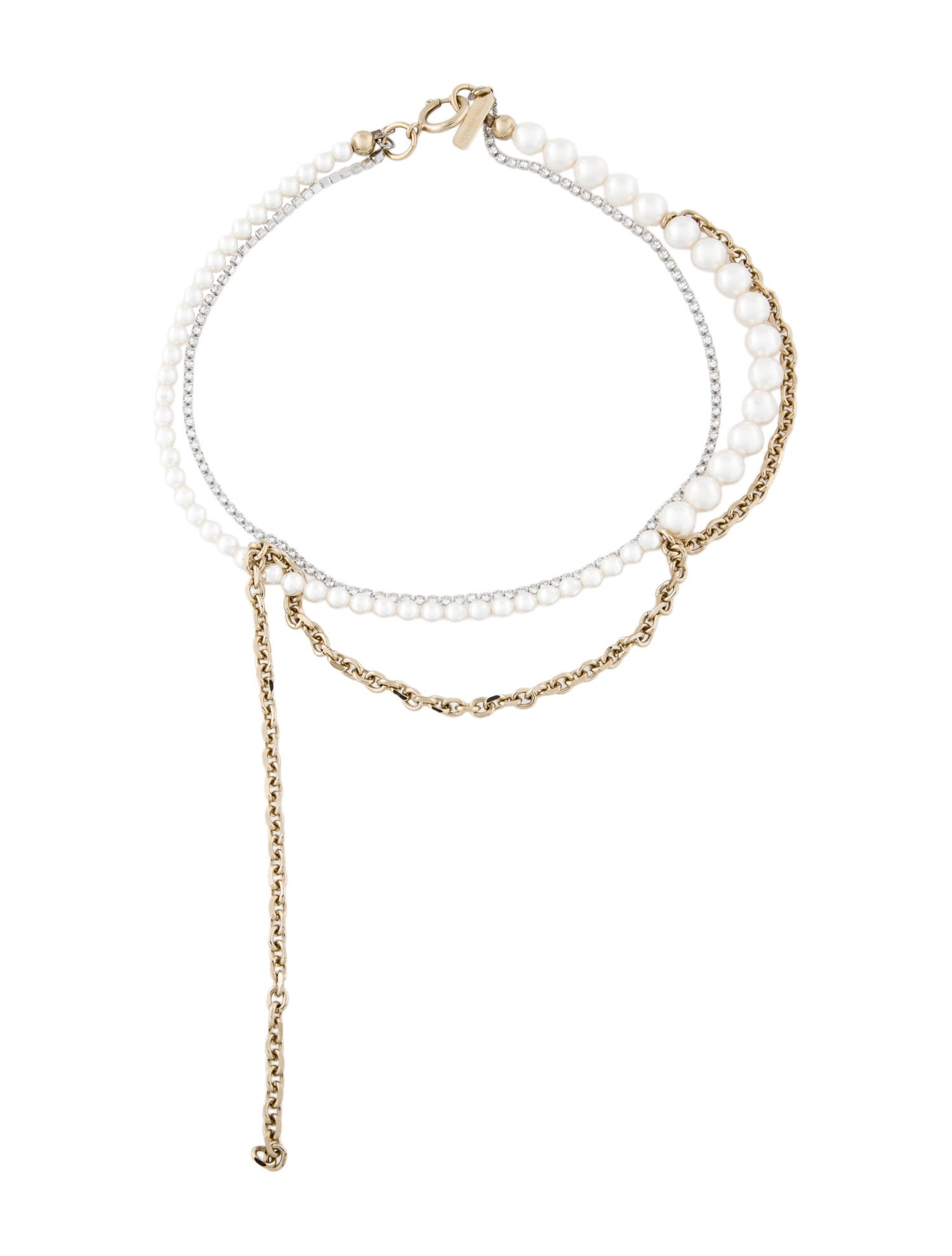 Justine Clenquet Faux Pearl & Crystal Multistrand Bead Necklace