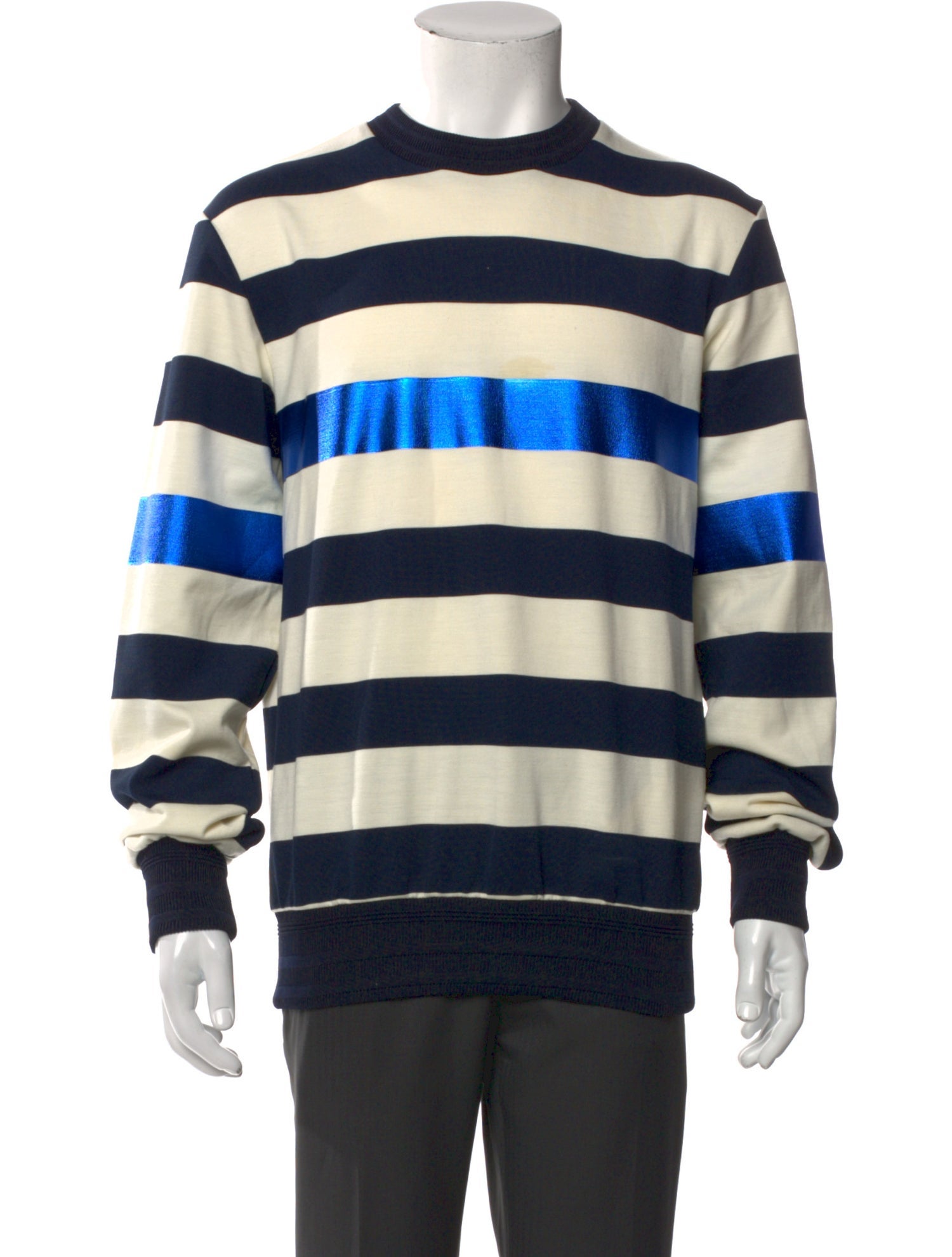 Juun.J Striped Crew Neck Pullover