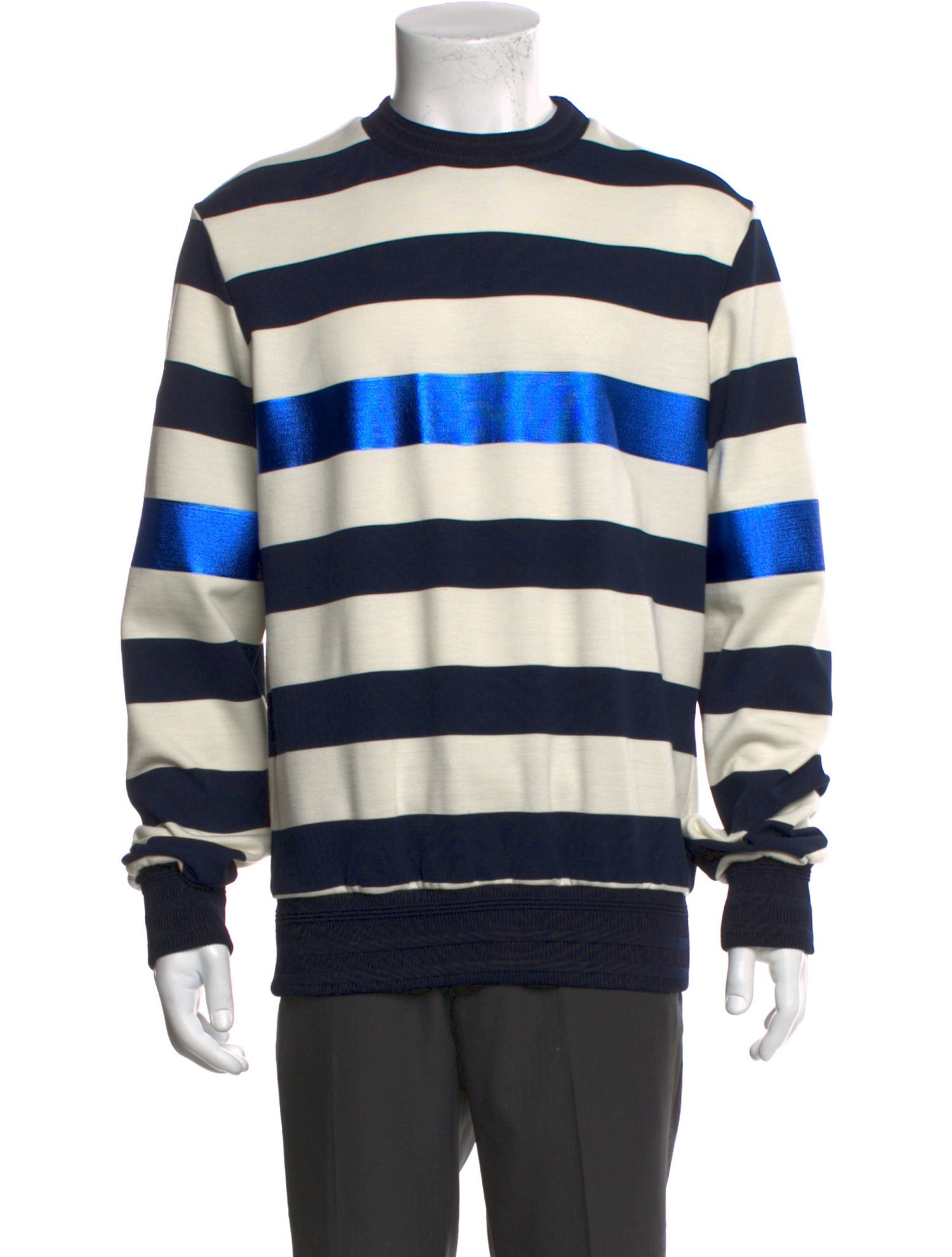 Juun.J Striped Crew Neck Sweatshirt