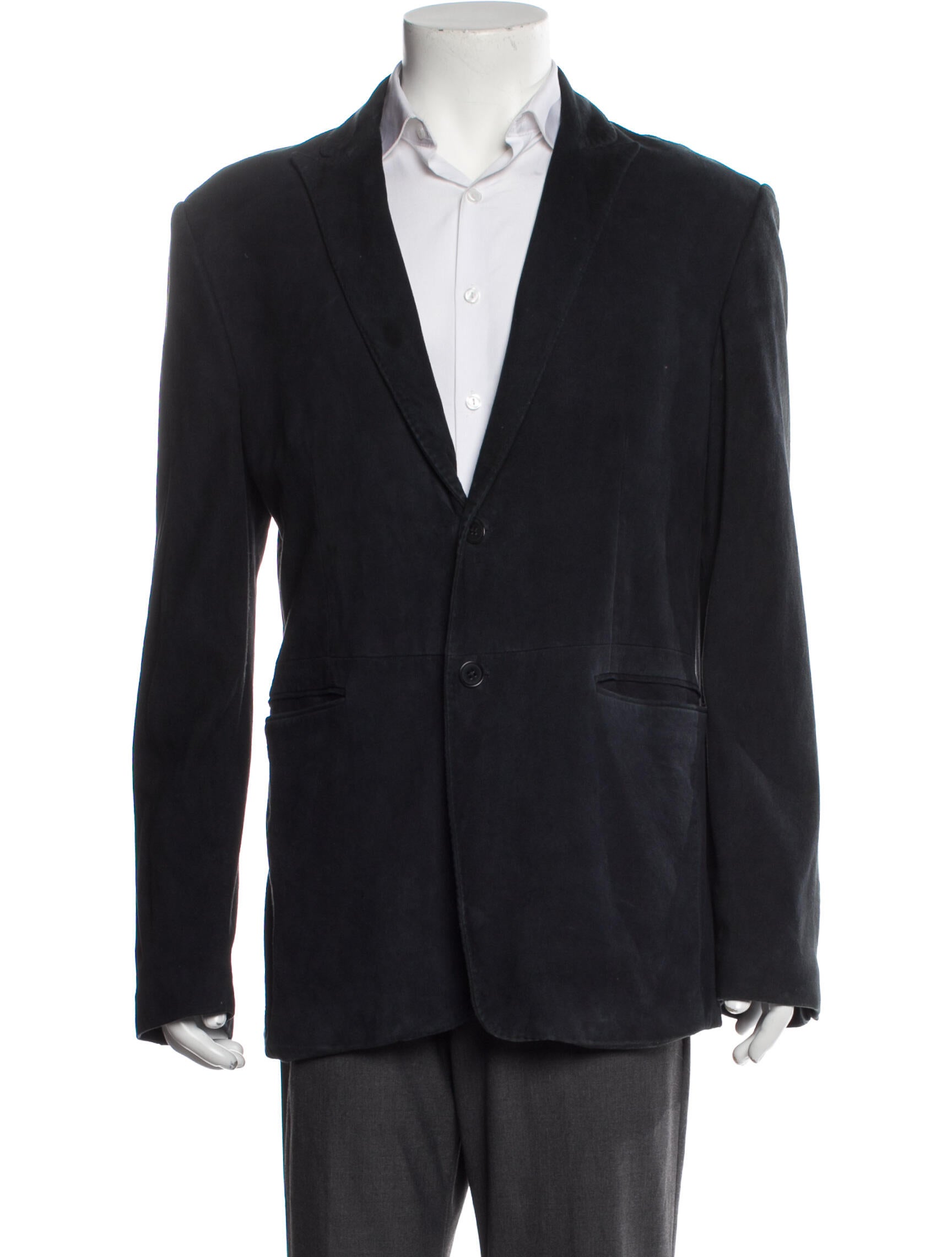 John Varvatos Goat Leather Sport Coat Blue Suiting, Clothing JVA51508 The RealReal