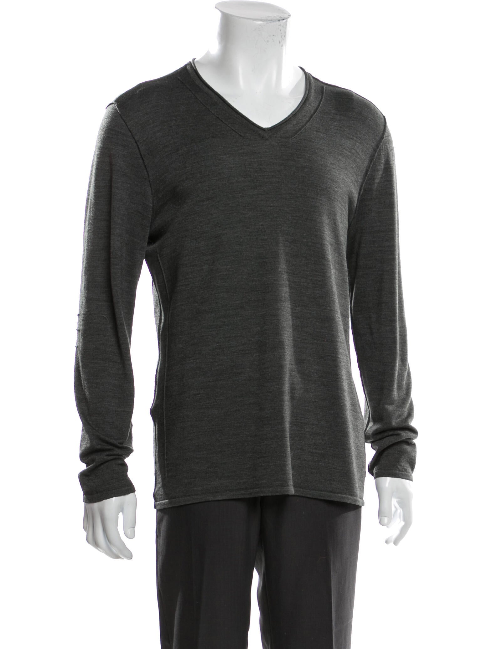 John Varvatos V-Neck Long Sleeve Pullover - Grey Sweaters, Clothing ...