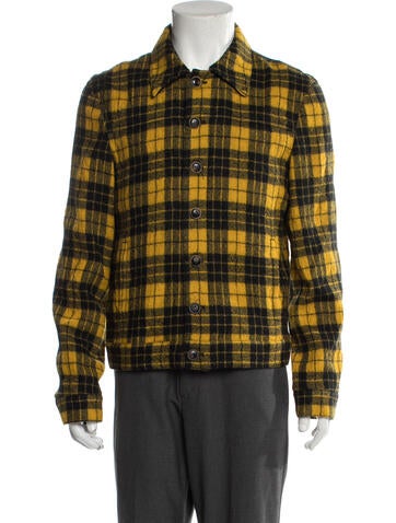 John Varvatos Outerwear Virgin Wool Plaid Print Trucker Jacket Us36, It46 | S