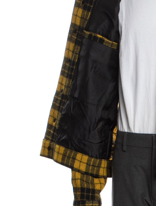 John Varvatos Virgin Wool Plaid Print Trucker Jacket