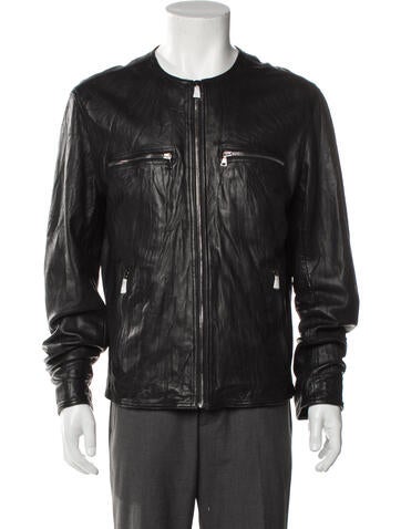 John Varvatos Outerwear Leather Moto Jacket Us44, It54 | XXL