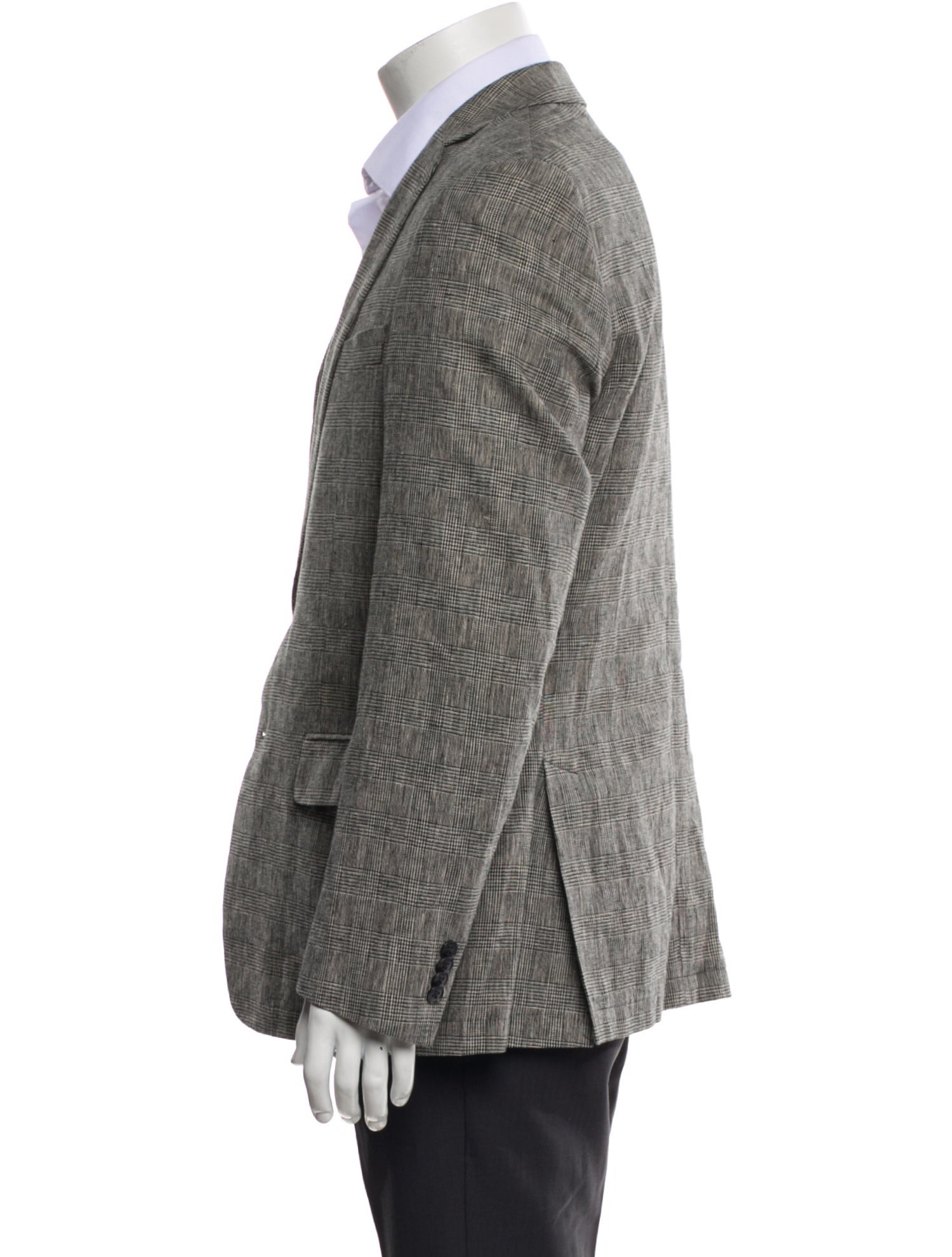 John Varvatos Linen Plaid Print Blazer