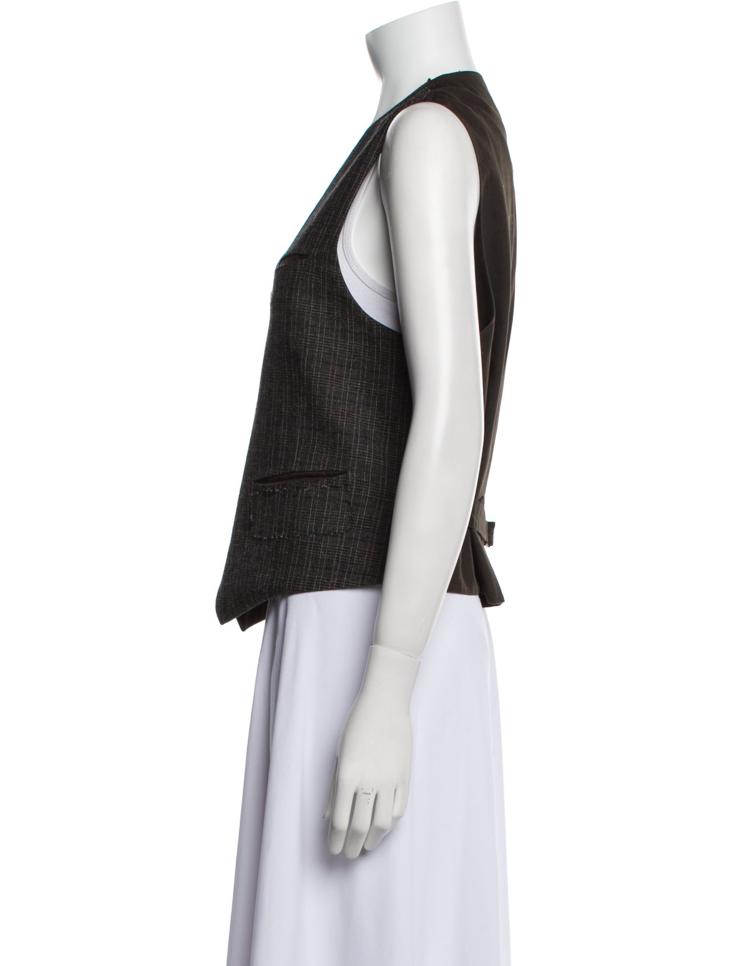 John Varvatos Virgin Wool Plaid Print Vest