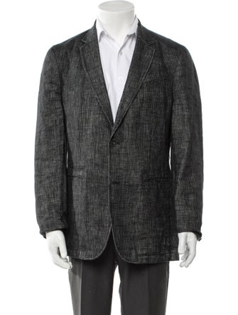 John Varvatos Linen Plaid Print Blazer