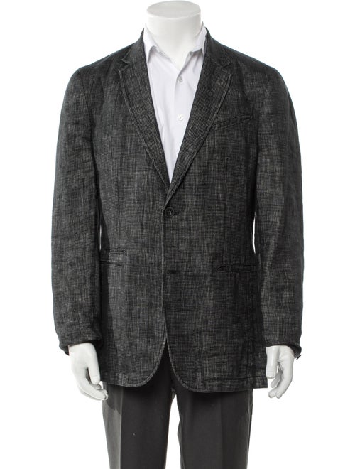 John Varvatos Linen Plaid Print Blazer