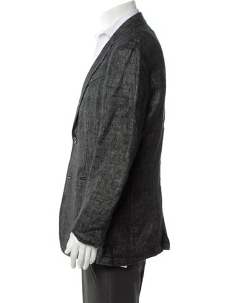 John Varvatos Linen Plaid Print Blazer
