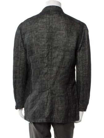 John Varvatos Linen Plaid Print Blazer