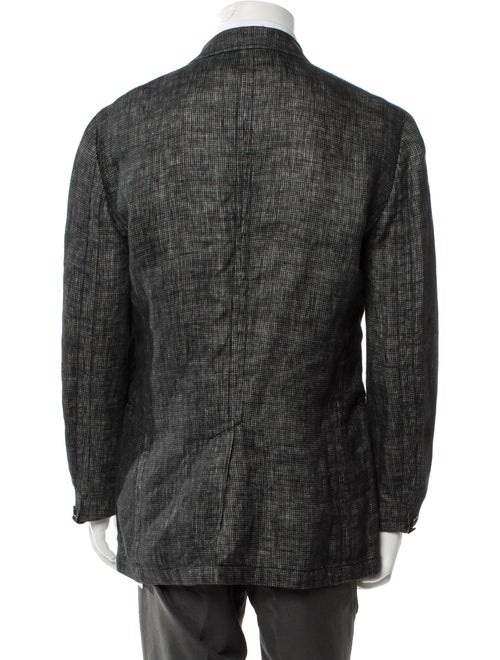 John Varvatos Linen Plaid Print Blazer
