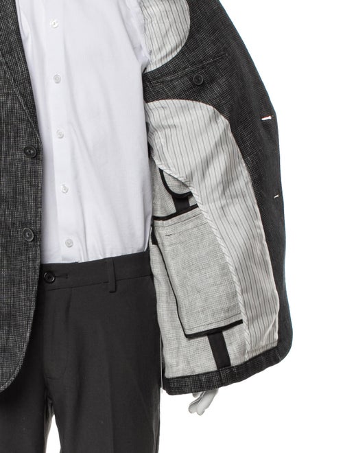 John Varvatos Linen Plaid Print Blazer