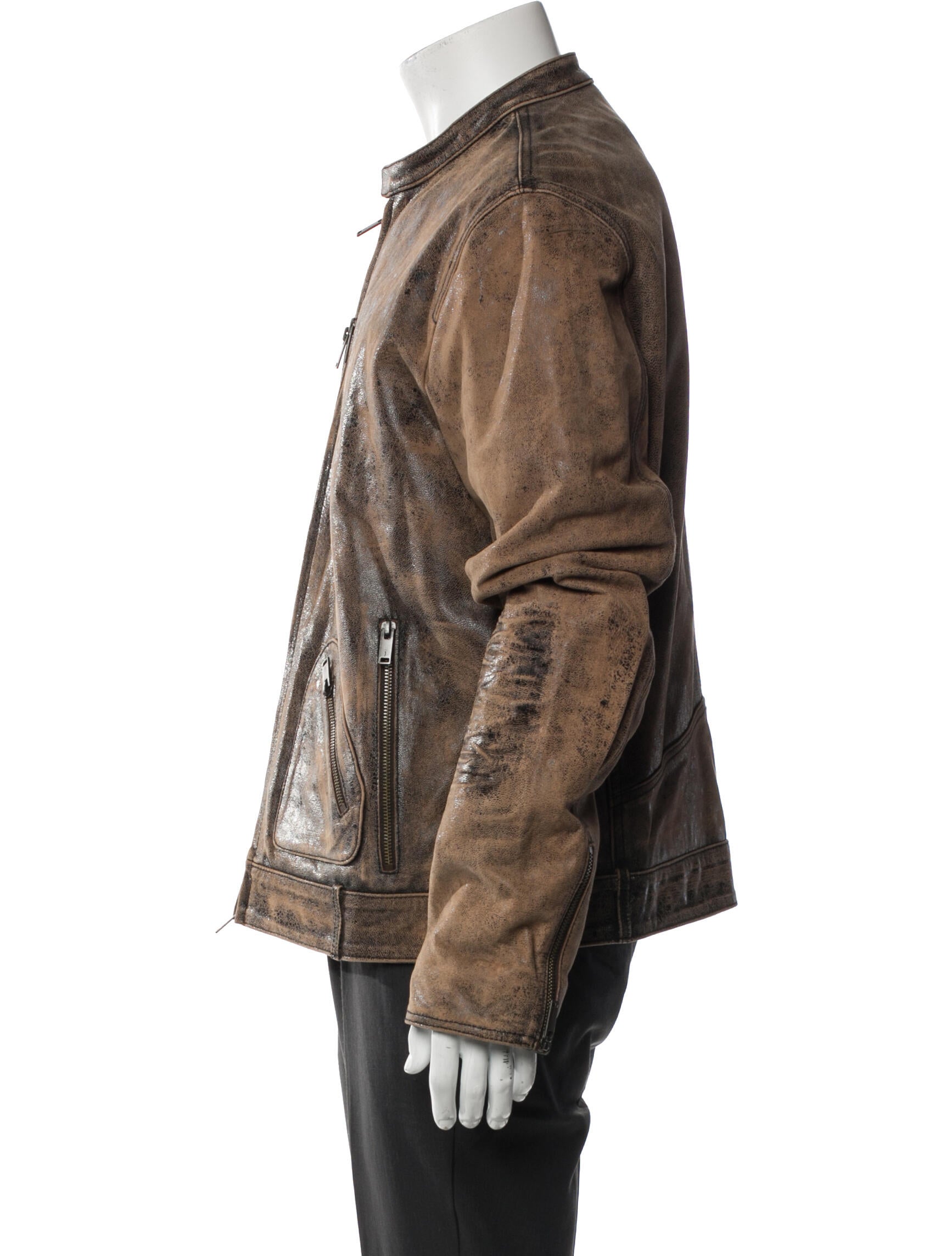 John Varvatos Goat Leather Trucker Jacket w/ Tags