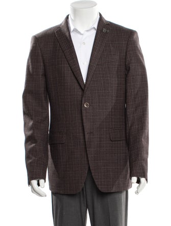 John Varvatos Star U.S.A. Wool Plaid Print Peacoat