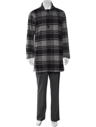 John Varvatos Star U.S.A. Plaid Print Overcoat