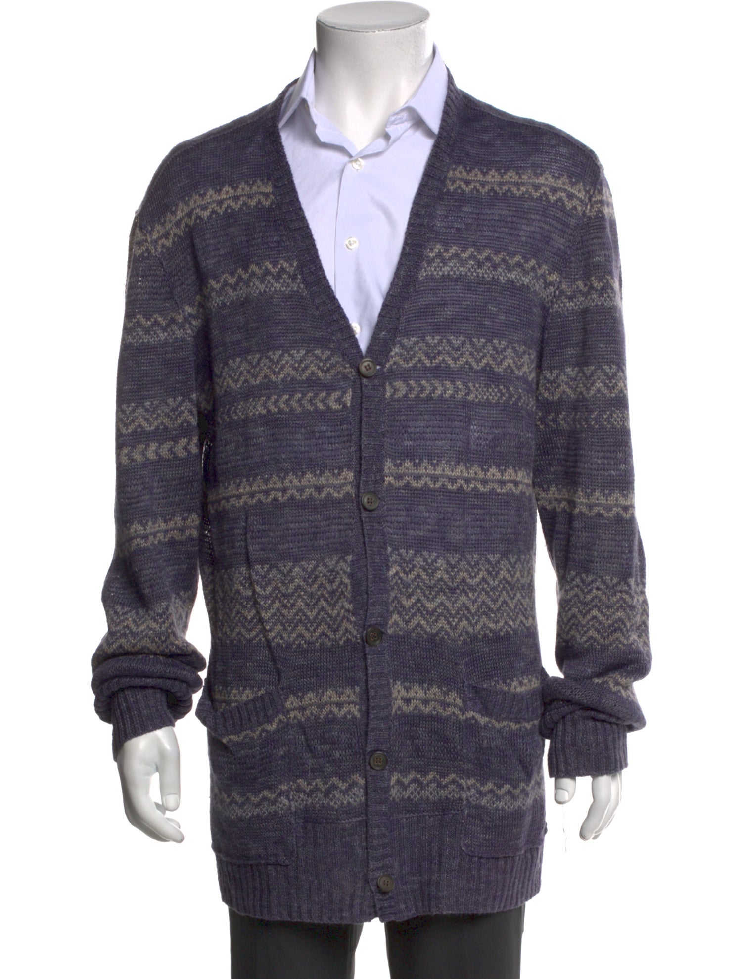 John Varvatos Linen Striped Cardigan