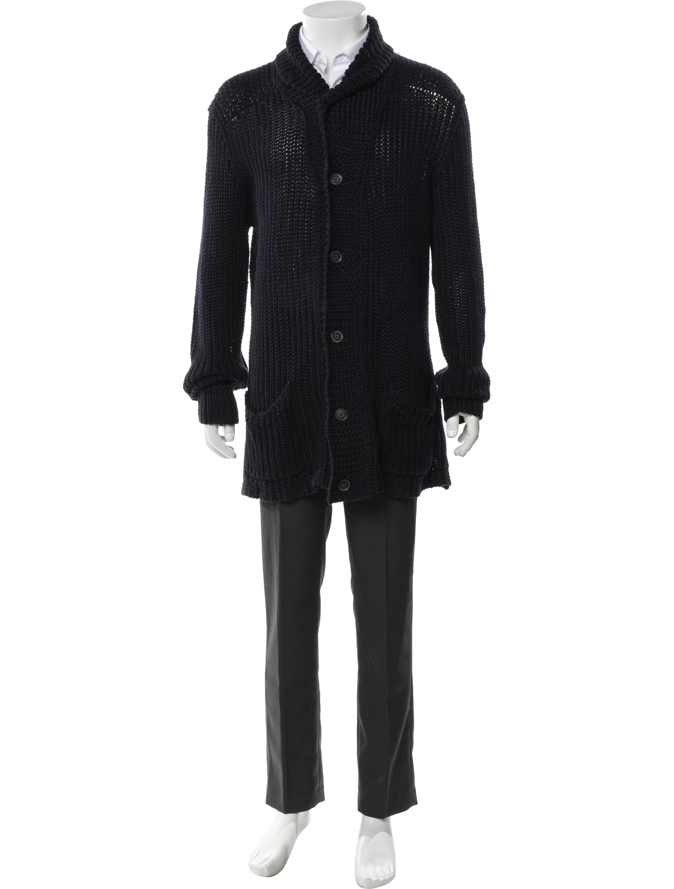 John Varvatos Linen Mock Neck Cardigan