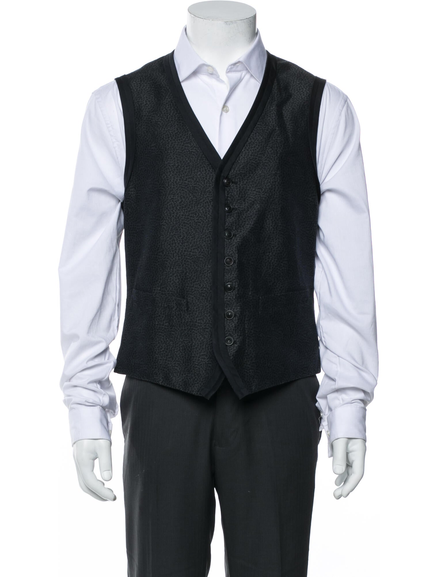 John Varvatos Linen Animal Print Suit Vest