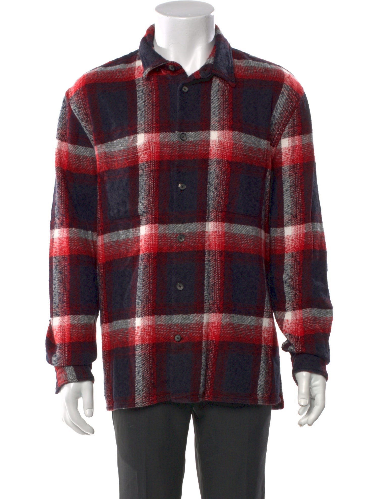 John Varvatos Plaid Print Collar Polo Sweater