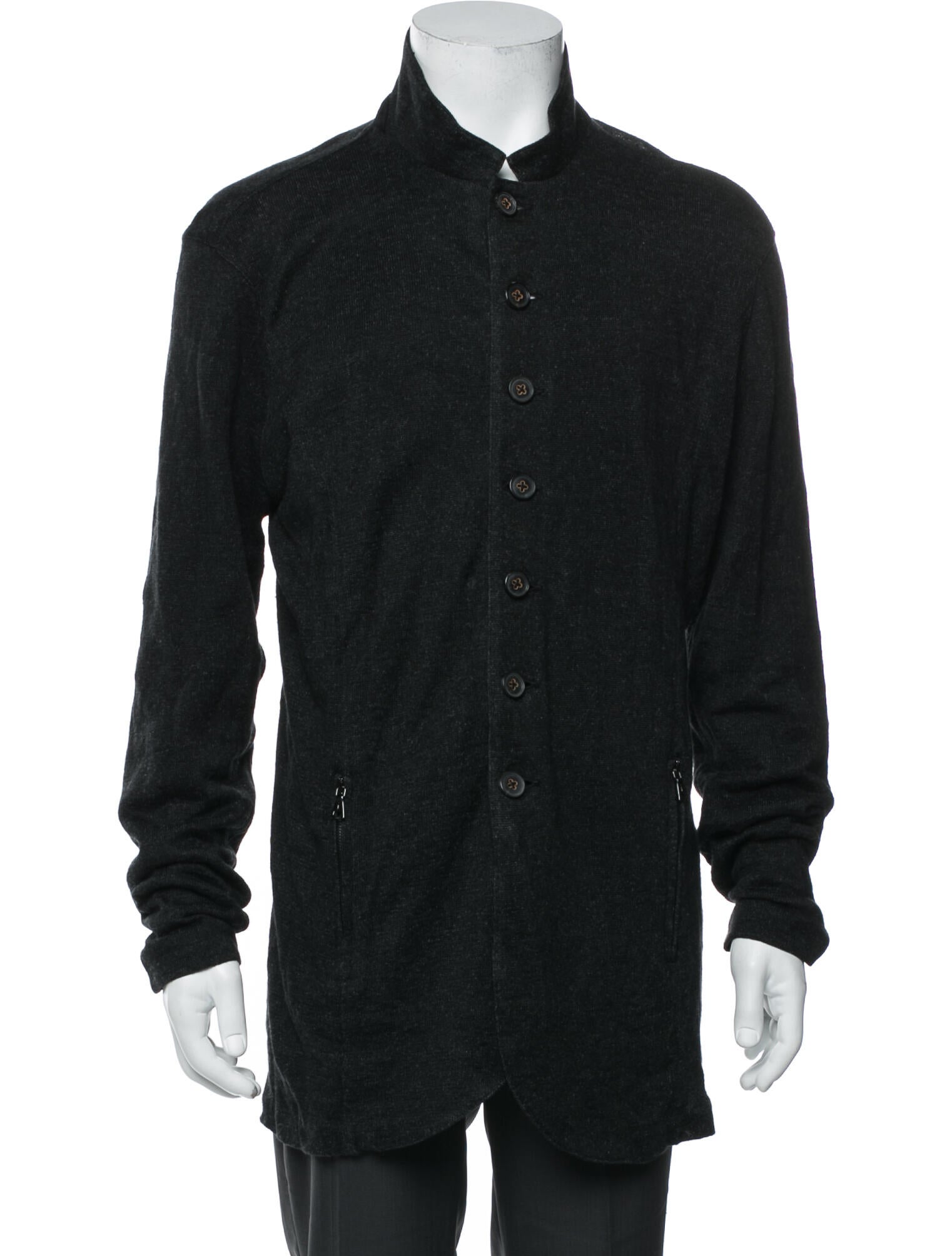 John Varvatos Linen Mock Neck Cardigan