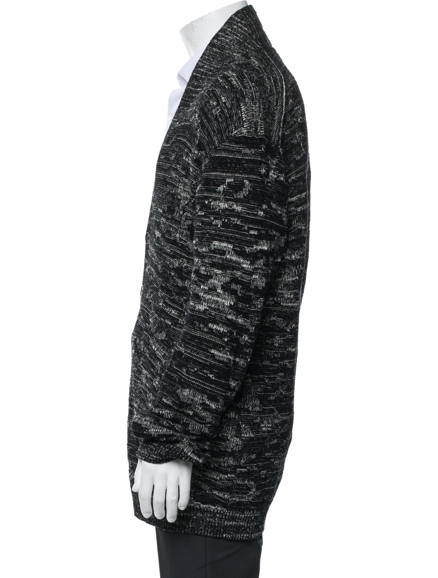 John Varvatos Tweed Pattern V-Neck Cardigan