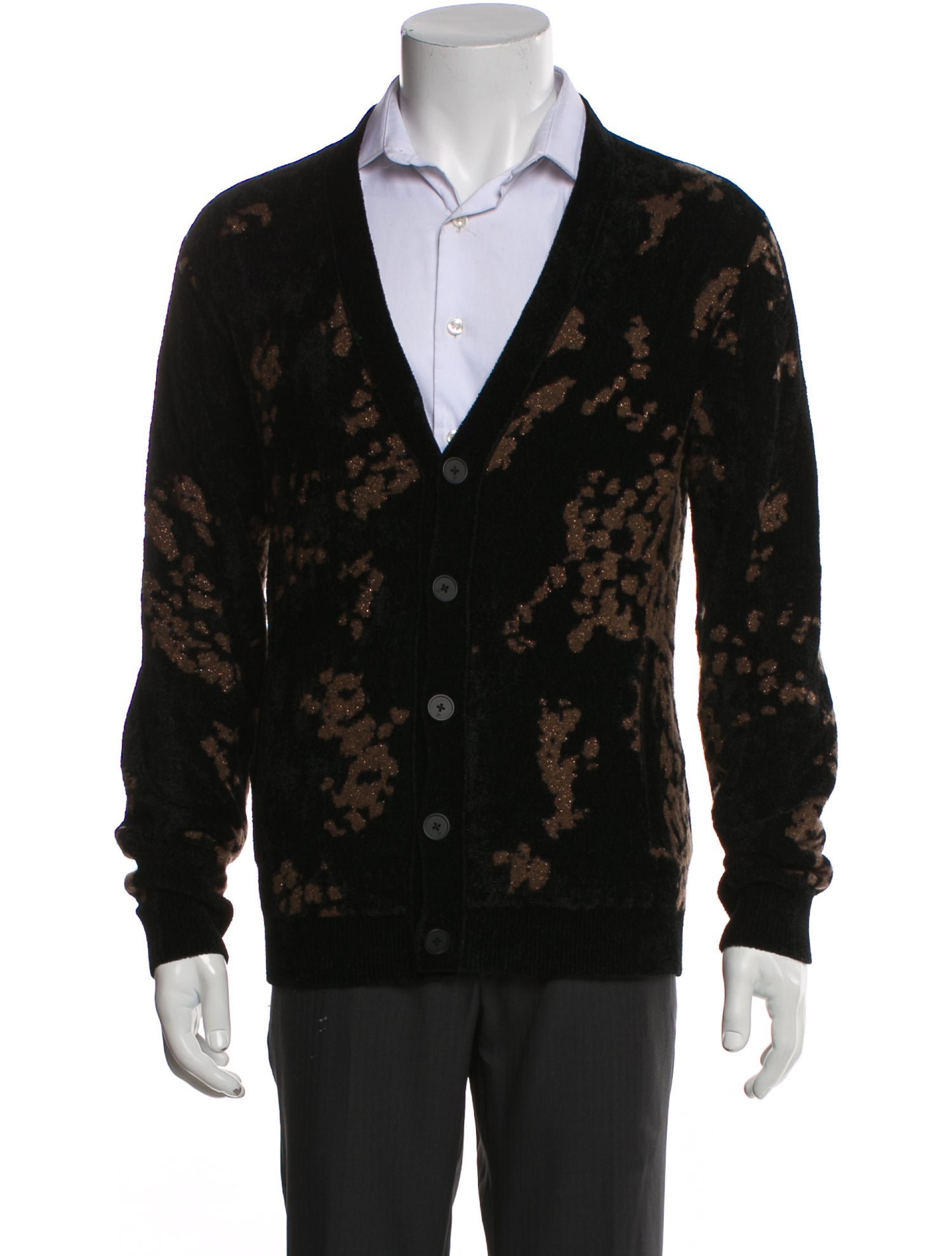 John Varvatos Printed V-Neck Cardigan