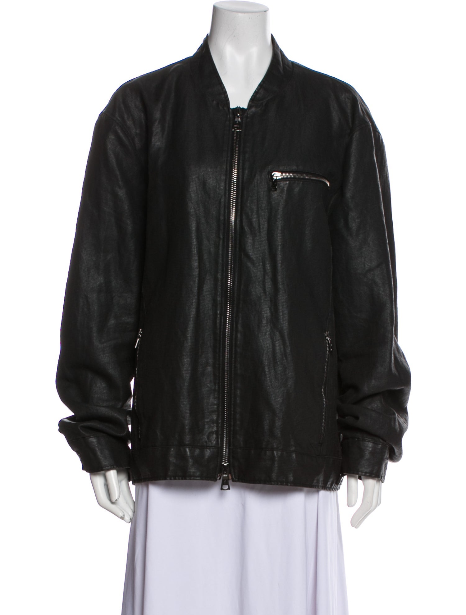 John Varvatos Leather Bomber Jacket