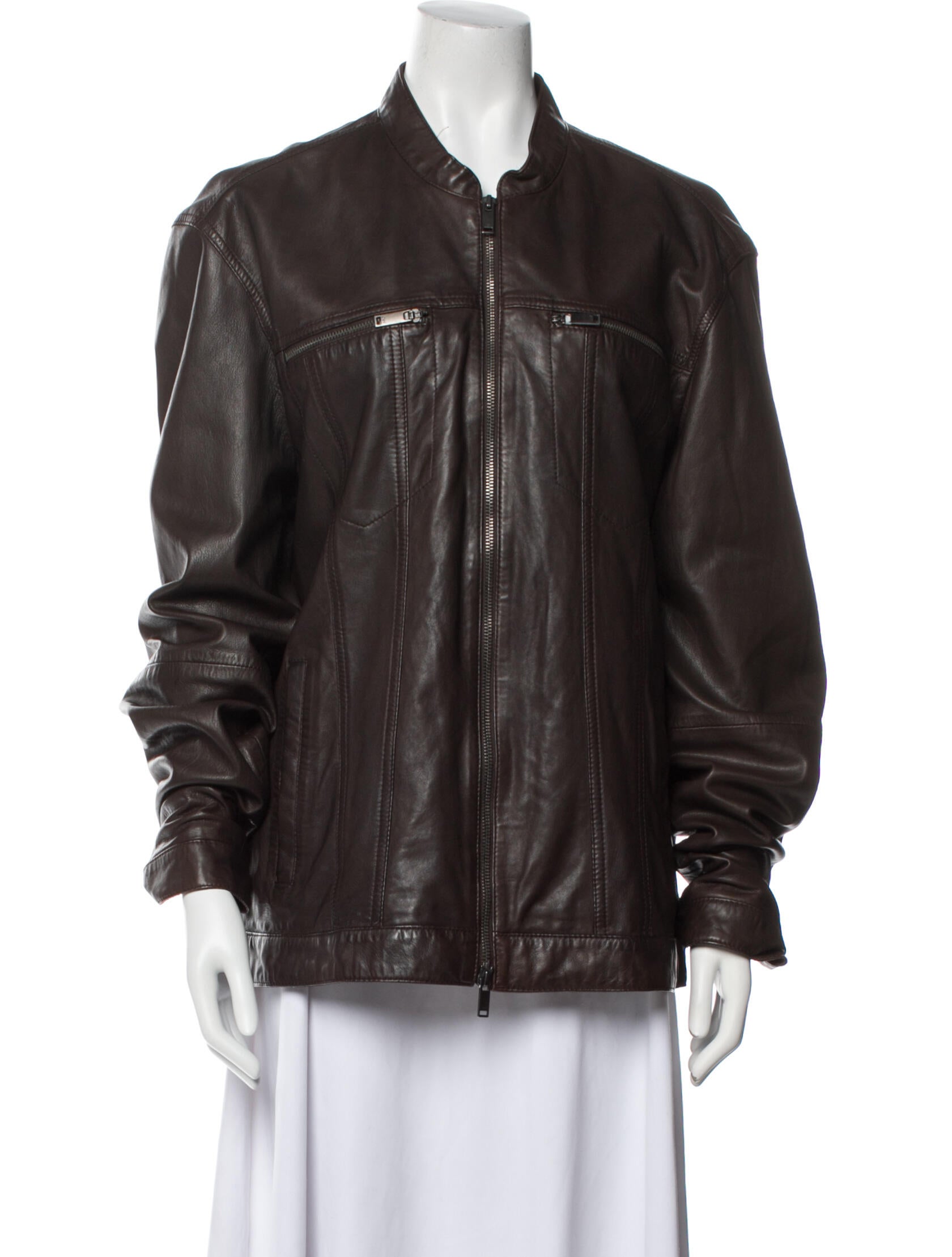 John Varvatos Leather Bomber Jacket