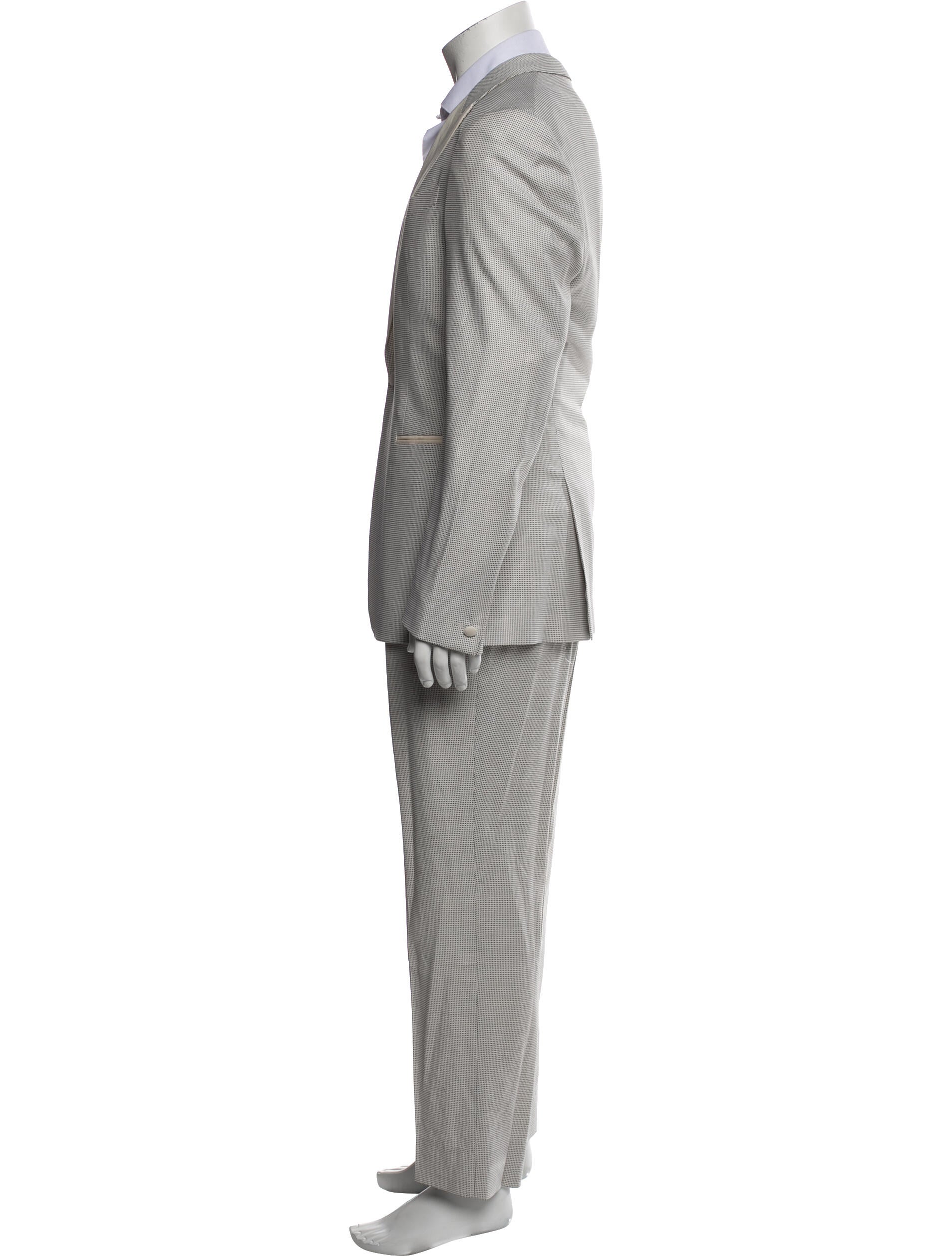 John Varvatos Plaid Print Two-Piece Suit Vest