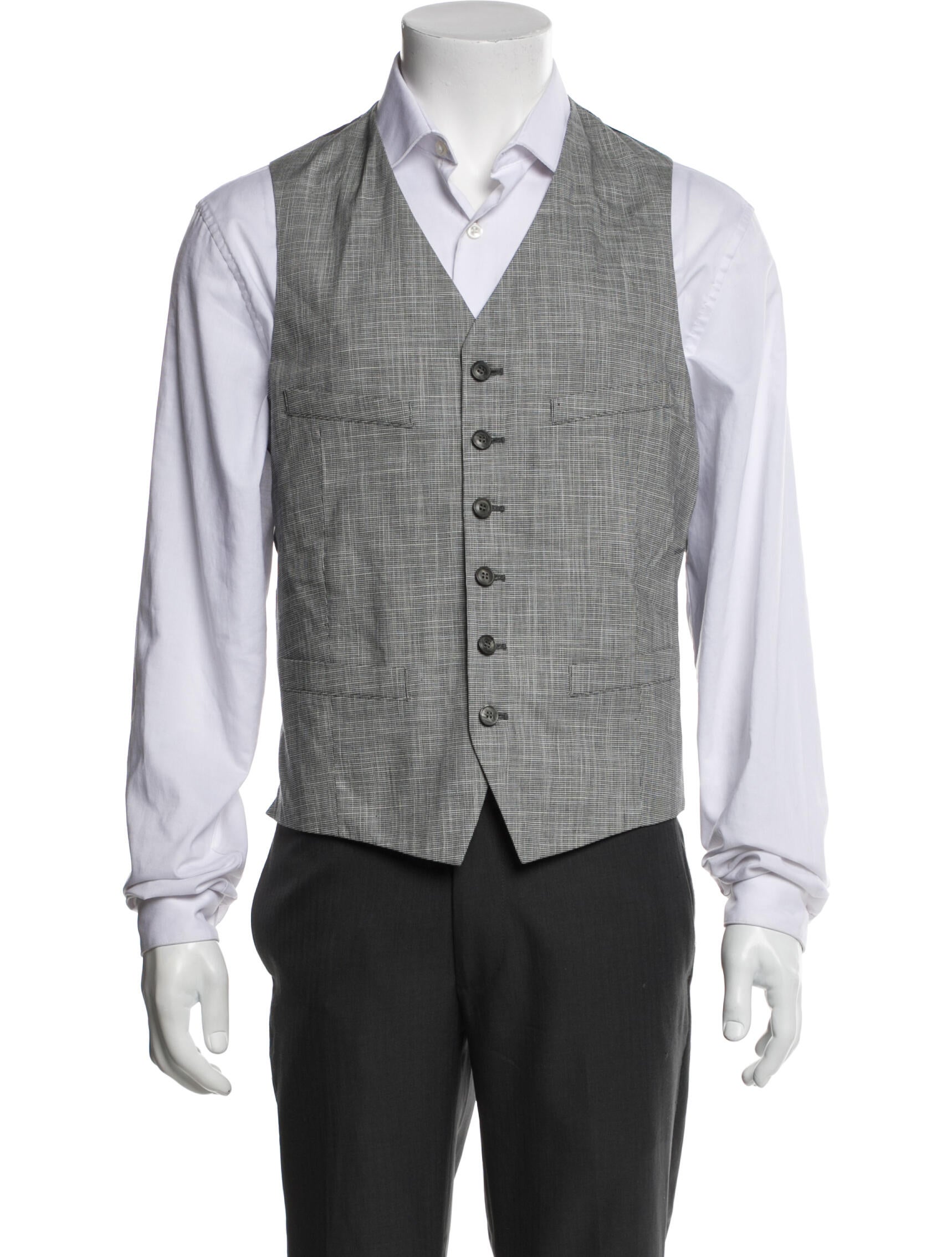 John Varvatos Plaid Print Vest