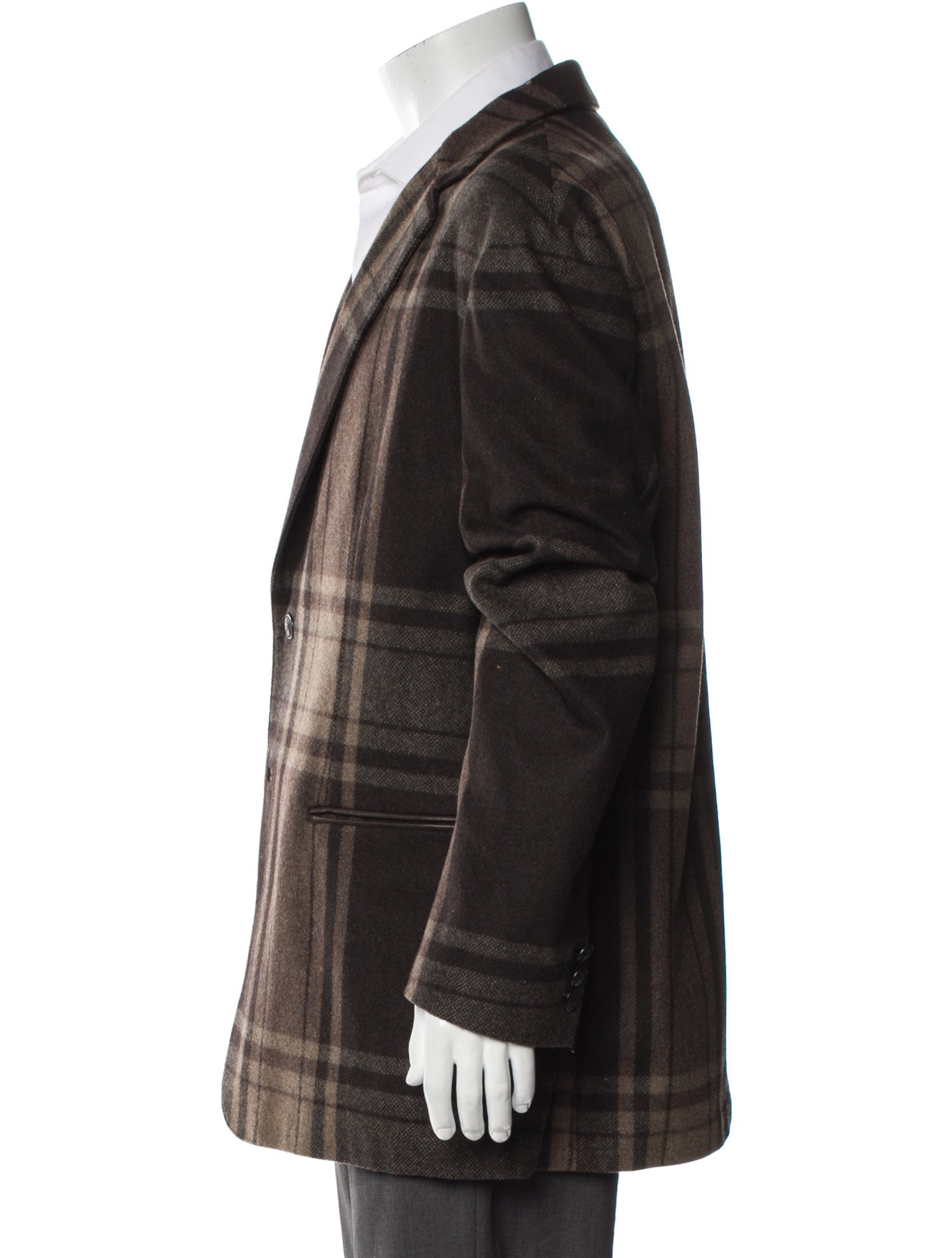 John Varvatos Wool Plaid Print Overcoat