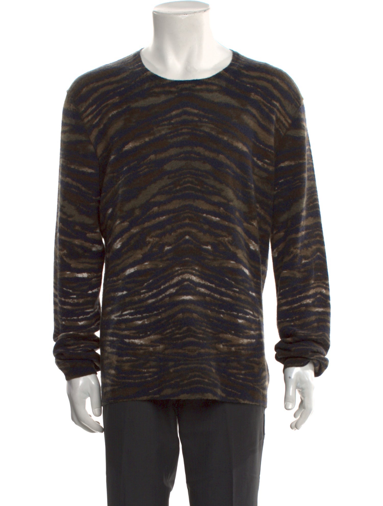John Varvatos Striped Crew Neck Pullover