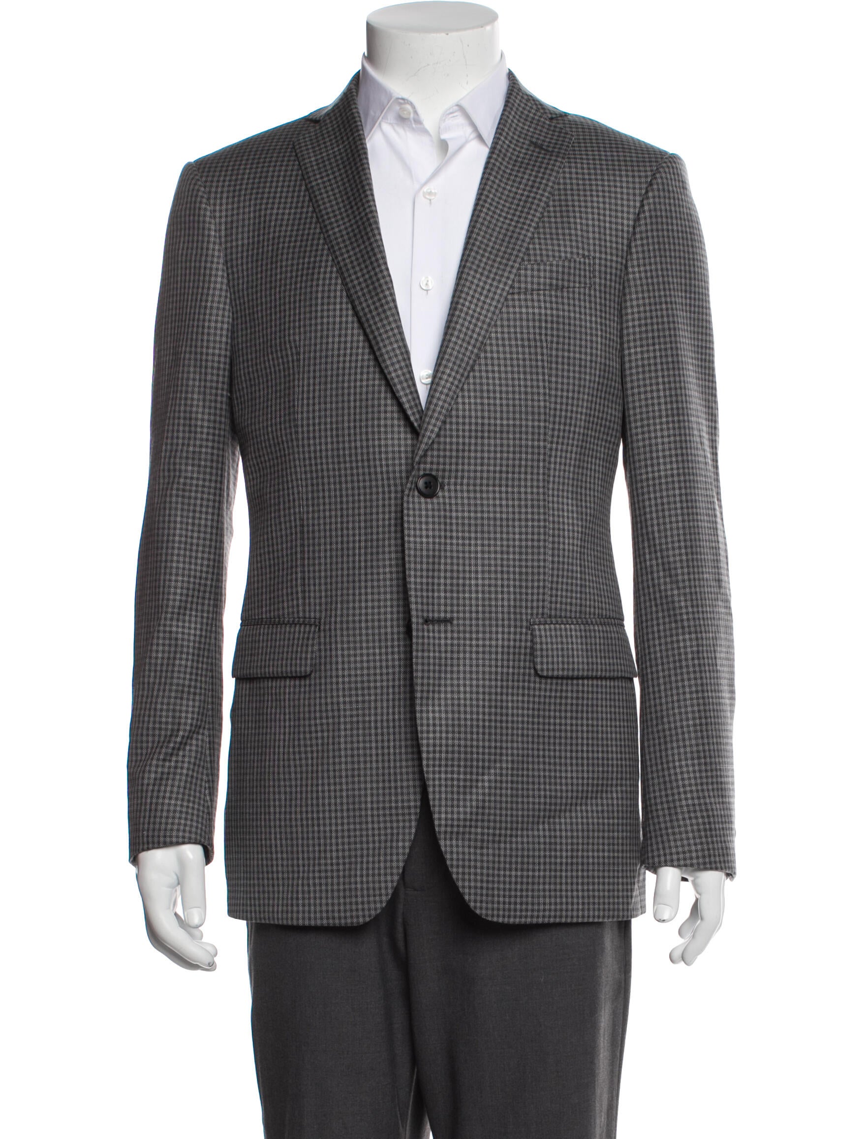 John Varvatos Wool Plaid Print Blazer
