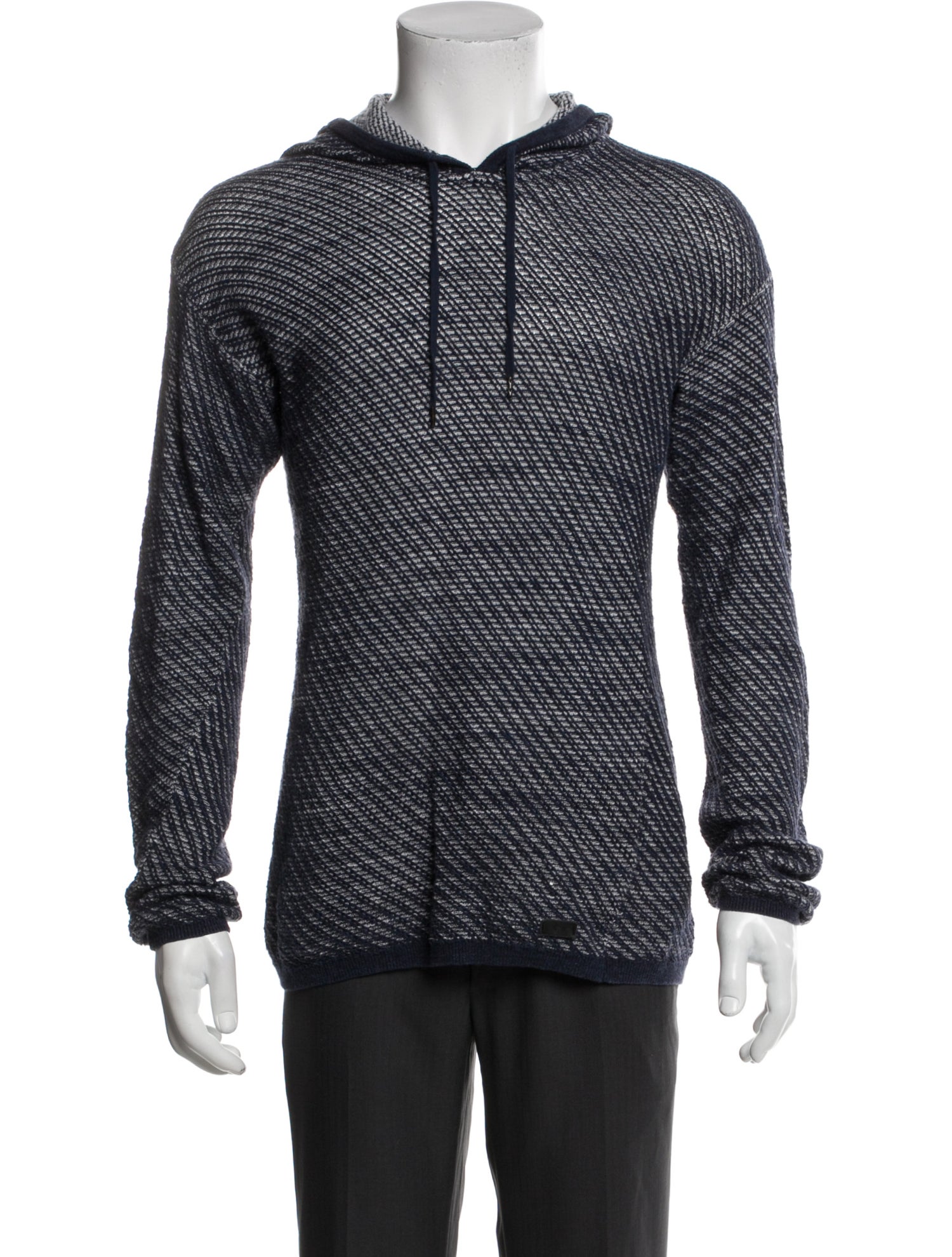 John Varvatos Striped V-Neck Hoodie