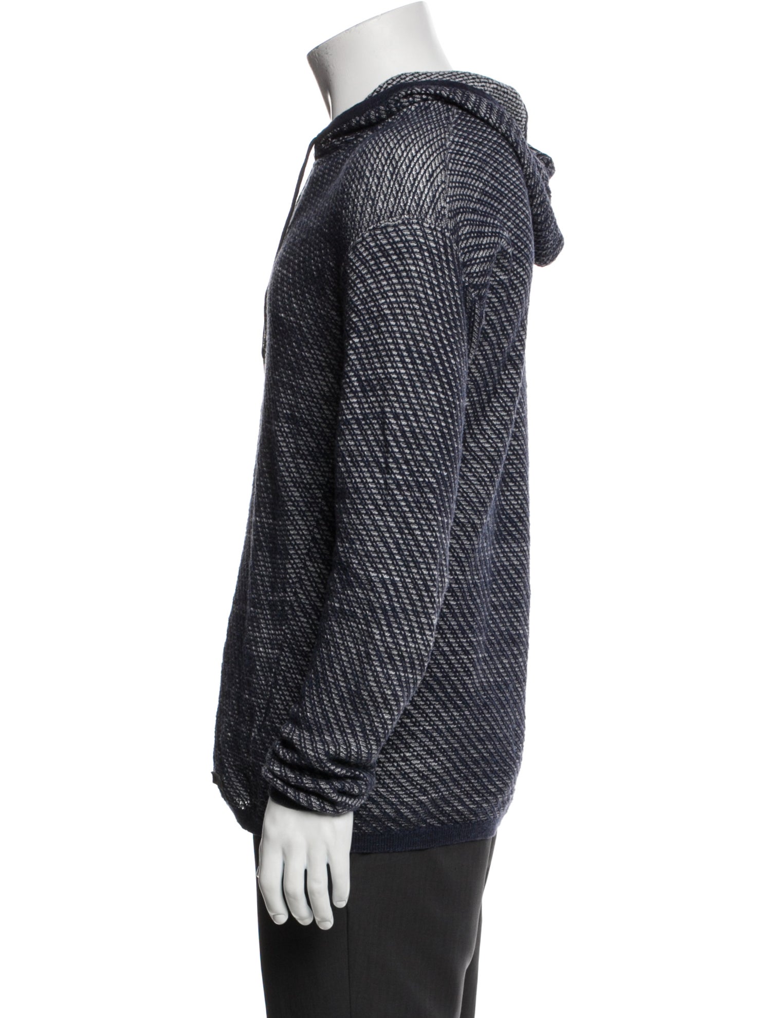 John Varvatos Striped V-Neck Hoodie