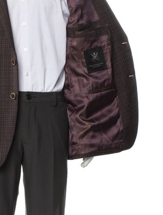 John Varvatos Wool Plaid Print Blazer