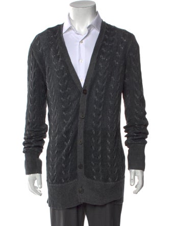 John Varvatos Linen Patterned Cardigan