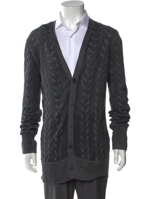 John Varvatos Linen Patterned Cardigan
