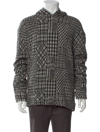 John Varvatos Plaid Print Mock Neck Cardigan