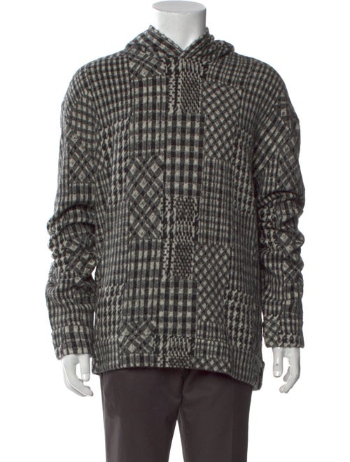 John Varvatos Plaid Print Mock Neck Cardigan
